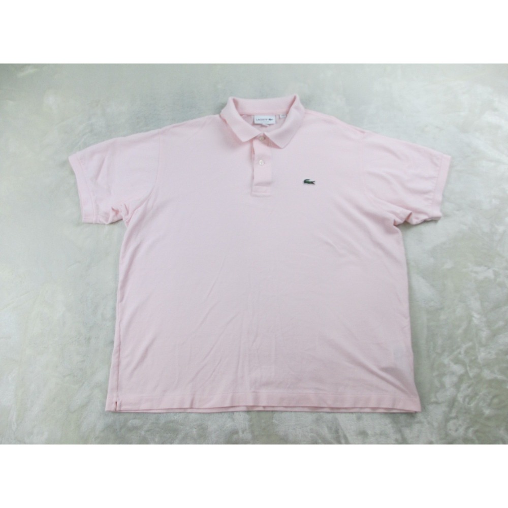 Lacoste Polo Shirt Mens 2XL XXL 7 Pink Cotton Classic Fit Casual*